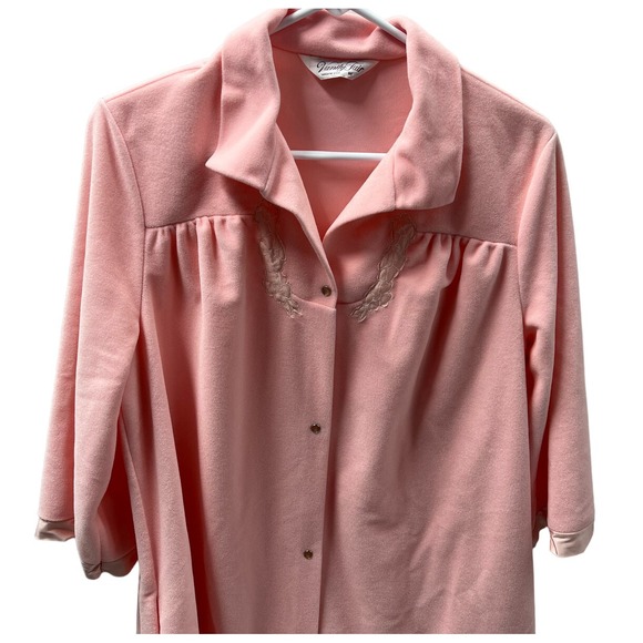 Vintage Vanity Fair Caftan Velour Muumuu House Coat Robe Size Medium Pink - Picture 4 of 5